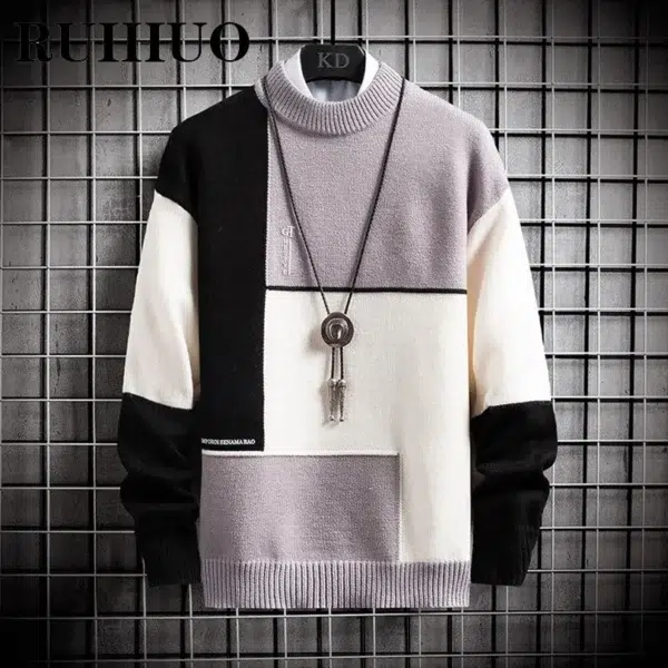 Korean Sweater Men Clothing Korean Fashion Men Sweater Pullover Vintage Clothes Hip Hop Knitwear 2XL 2024 New Arrivals - Image 4