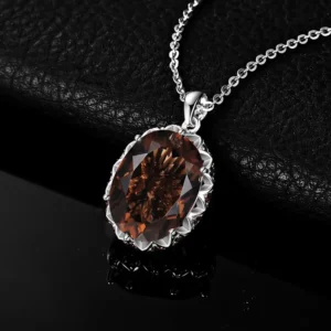 JewelryPalace Huge 8ct Natural Smoky Quartz 925 Sterling Silver Pendant Necklace for Women No Chain