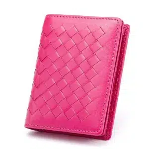 New Fashion Lambskin Genuine Leather Men Business Card Holder Knitting Pattern Credit Card Case Wallet With Coin Bag For Women