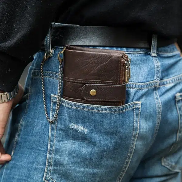 2022 100% Genuine Leather Rfid Wallet Men Crazy Horse Wallets with Coin Purse Short Male Money Bag Mini Walet High Quality Boys - Image 6