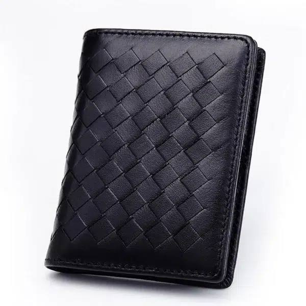 New Fashion Lambskin Genuine Leather Men Business Card Holder Knitting Pattern Credit Card Case Wallet With Coin Bag For Women - Image 2