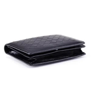 New Fashion Lambskin Genuine Leather Men Business Card Holder Knitting Pattern Credit Card Case Wallet With Coin Bag For Women