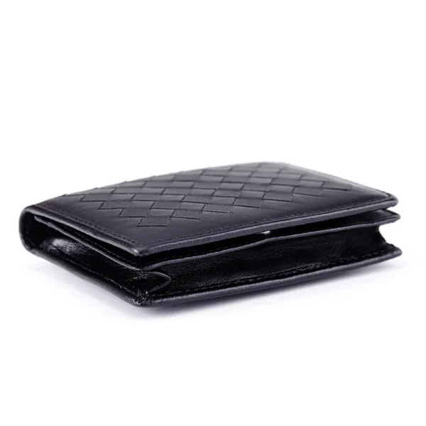 New Fashion Lambskin Genuine Leather Men Business Card Holder Knitting Pattern Credit Card Case Wallet With Coin Bag For Women - Image 4