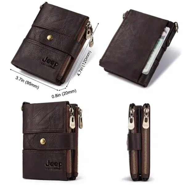 2022 100% Genuine Leather Rfid Wallet Men Crazy Horse Wallets with Coin Purse Short Male Money Bag Mini Walet High Quality Boys - Image 4