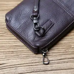 NZPJ Leather Leisure Man With Long Purse, Soft Leather, Hand Zipper, Money Chuck Layer, Cowhide Credit Card Bag, Cell Phone Bag