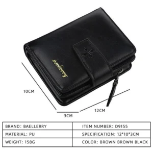 New Business Men Wallets Zipper Card Holder High Quality Male Purse New PU Leather Vintage Coin Holder Men Wallets