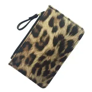 New Leopard Pattern Leather Slim Card Wallet For Women & Men Small Zipper Coin Purse Business Credit Card Holder Bag Nice Gifts