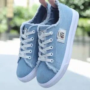 Girls Canvas Sneaker Shoes Spring Blue Black Lace Up Unisex Light Soft Vulcanized Shoes Fashion Women Canvas Shoes Plus Size