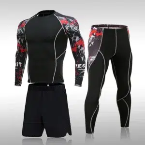 Men's Sports Suit MMA Running Quick-Drying Sportswear Compression Suit Fitness Training 3-Piece Sports Tights