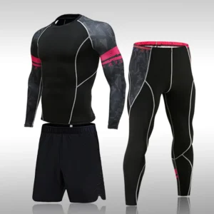 Men's Sports Suit MMA Running Quick-Drying Sportswear Compression Suit Fitness Training 3-Piece Sports Tights