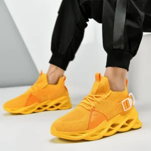 Yellow Mesh Breathable Running Sport Shoes Sneakers Men Light Soft Thick Sole Hole Couple Shoes Athletic Sneakers Women Shoes