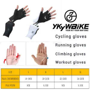 YKYWBIKE Cycling Gloves MTB Bike Gloves Sports Half Finger Bicycle Goves Men Women Breathable Shockproof Gloves