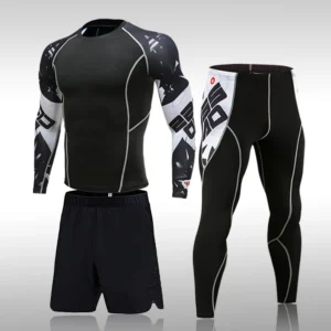 Men's Sports Suit MMA Running Quick-Drying Sportswear Compression Suit Fitness Training 3-Piece Sports Tights