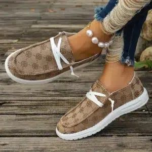 Fashion Khaki Embroidered Flat Shoes for Women 2024 New Lightweight Low Top Casual Sneakers Woman Comfortable Soft Sole Loafers