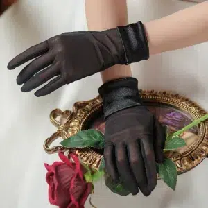 Women Mesh Satin Transparent Thin Bridal Wedding Gloves Elegant Dinner Party Opera Etiquette Accessories Simple Stretch