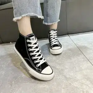 Women's Casual Canvas Shoes 2023 Spring Autumn New Designer Brand Lace-up Flat Shoes High-Top Non-Slip Sneakers Zapatos De Mujer