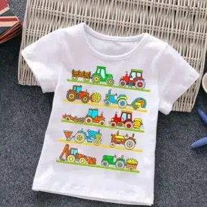 Children's T-Shirts many cartoon cars Tops Boys Girls Cartoon utility vehicle Summer Short Sleeve Clothes Kids Shirt 4-14 Years