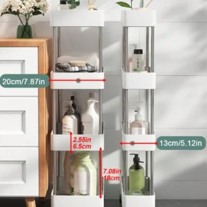 1pcs 3/4 Tier Rolling Utility Cart Storage Shelf Movable Gap Storage Rack Kitchen Bathroom Slim Slide Organizer Shelf Livingroom