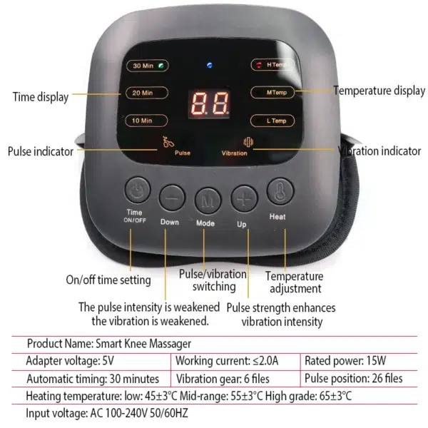 Electric Knee Massager Hot Compress Vibration Heating TENS Pulse Knee Massage Device Rehabilitation Pain Relief - Image 6