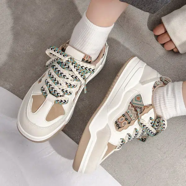 Fashion Women's Shoes Spring Casual Thick Sole Designer Sneakers Girls Breathable Lace-up Colorful Ladies Shoes Women Sneakers - Image 5