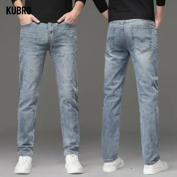 KUBRO Brand Men Classic Jeans Fashion Straight Blue Black Stretch Denim Trousers Men's Smart Jean High Quality Original Design - Image 4