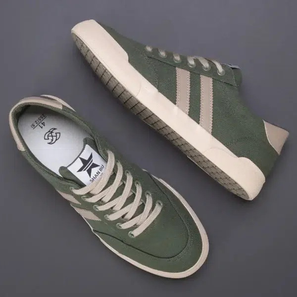 Hot Retro Green Vulcanize Shoes Men Breathable Leisure Shoes For Men Lightweight Flat Casual Canvas Sneaker Men zapatos de lona - Image 6