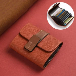 Solid Color PU Leather Women Multi-card Slot Credit Card Holder Business ID Card Case Wallet With Coin Pocket Driver License