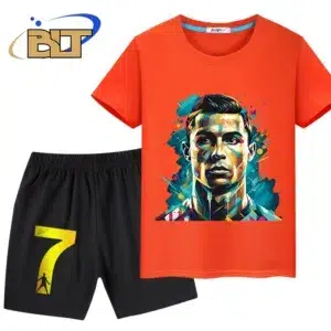 Ronaldo printed children's clothing summer children's short-sleeved shorts suit sports T-shirt 2-piece set suitable for boys