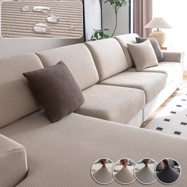 Waterproof Sofa Cover Luxury Adjustable Elastic Couch Cover for Living Room Sofa Seat Cover 1 2 3 4 seater l shaped full set - Image 4