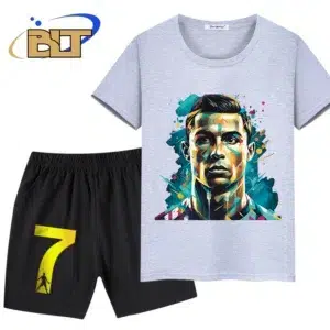 Ronaldo printed children's clothing summer children's short-sleeved shorts suit sports T-shirt 2-piece set suitable for boys