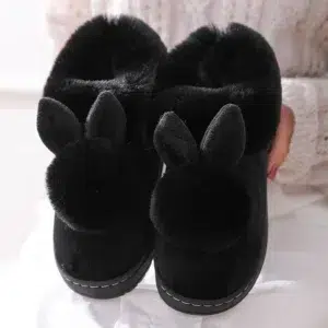 Winter Warm Home Fur Boots Womens Indoor Home Rabbit Shoe Furry Ears Footwear Indoor Bedroom Flat Heels Fluffy Ankle Boots