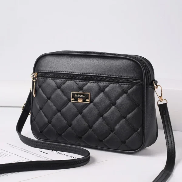 2024 Women's One Shoulder Small Square Handbag New Cross Border Foreign Trade Lingge PU Crossbody Versatile Small Messenger Bag - Image 2