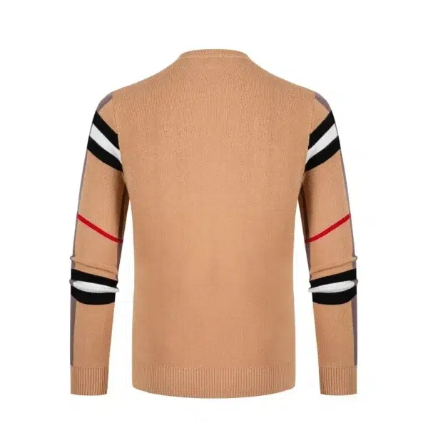 Men's Sweater Knitted Pullover 2024 Autumn/Winter New Soft Warm Striped Checker Round Neck Sweater Casual Fashion Men Clothing - Image 2