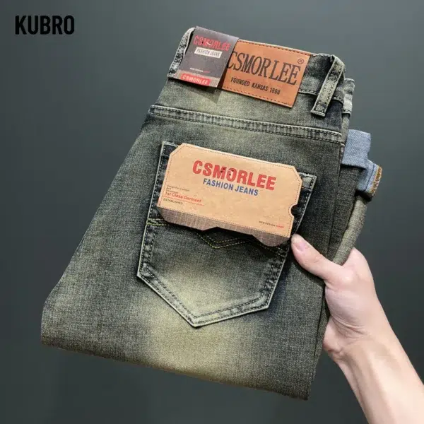 KUBRO Brand Men Classic Jeans Fashion Straight Blue Black Stretch Denim Trousers Men's Smart Jean High Quality Original Design - Image 6