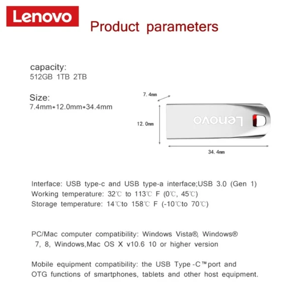 Lenovo Flash Drives 2TB Usb 3.0 Mini High Speed Metal Pendrive 1TB 512GB Stick Portable Drive Waterproof Memoria Storage U Disk - Image 5