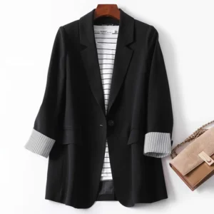 Blazers Women Trendy Patchwork Korean Chic Spring Loose Pockets Lady Elegant Coats Single Button Minimalist Outwear Long Sleeve