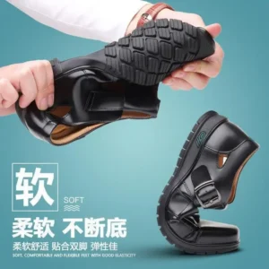 2024 Summer Hollow Leather Shoes Men's Casual Sandals Breathable Hole Shoes Sandals Men Shoes Sandals