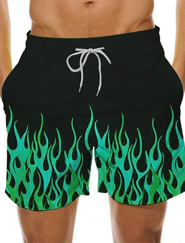 Colorful Flame Shorts Mens 3D Printed Swimwear 2024 Summer Fashion Swim Shorts Beach Tennis Shorts Sports Fitness Ice Shorts - Image 3