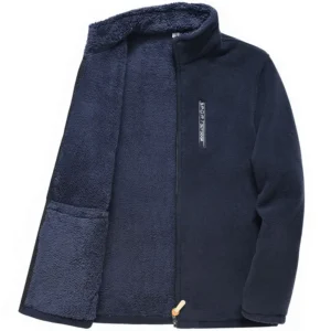 Men's Fleece Zip Up Outerwear Zipper Fleece-lined Stand Collar Thickened Outdoor Jacket Windproof Polar Fleece Coldproof Jackets