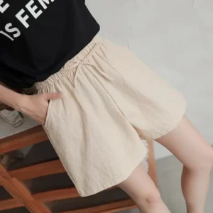 2024 New Summer Cotton Linen Beach Shorts Women Basic Short Pants Mini Wide Leg Trousers Ladies Fashion Casual Home Streetwear