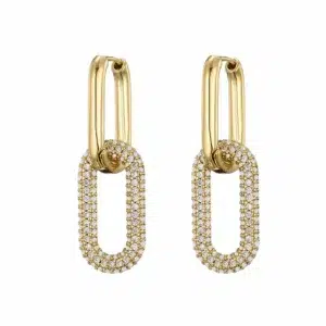 LOVBEAFAS Brand Gold Color Geometric Oval Rectangle Hoop Earrings For Women Zircon Wedding Jewelry Elegant Female Dangle Earings