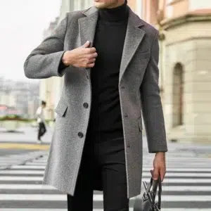 Autumn Winter Man Wool Jackets Lapel Coat Casual Clothing Trench Single-Breasted Thickness Men's England Style