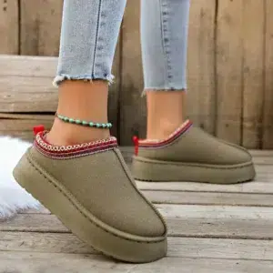 2024 New Women's Wool Slippers Warm Platform Wool Low-top Snow Boots Slippers Women's Outdoor Anti-Slip Boots Shoes for Women