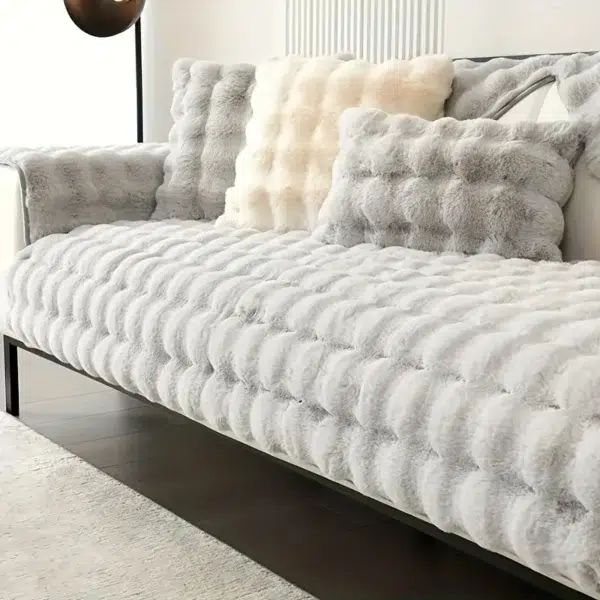 Thicken Imitation Rabbit Fur Plush Sofa Slipcover Non-slip Soft Sofa Towel Couch Cushion For Living Room Modern Home Decor - Image 4