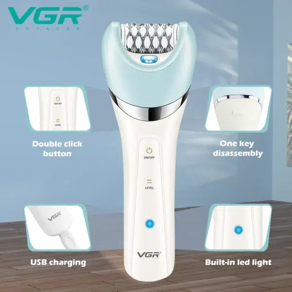 VGR Hair Epilator Electric Lady Shaver Underarms Leg Body Hair Removal Tool Bikini Epilator Portable Epilator for Women V-703 - Image 2