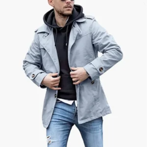 Streetwear Thin Jackets Man Matching Single-breasted Solid Jacket Mid-length Coats With Epaulettes Men's Clothing For Autumn