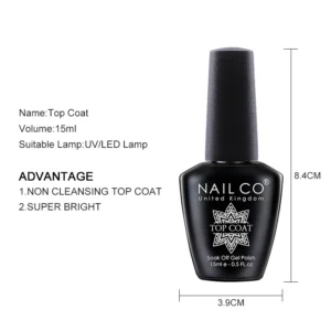 NAILCO 15ml Top Coat Base Coat Nail Gel Polish Primer Magic Remover 4pcs/Set UV Nail Lakiery Esmalte LED Nails Art Design Vernis