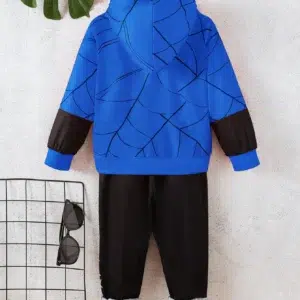 4-7Years Kid Boy 2PCS Clothes Set Spider Pattern Hooded Long Sleeve Hoodie+Pants Autumn Fashion Trend Sports Outfit for Children