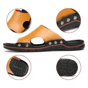 Men's Slippers Summer Outside Leather Sandals Big Size 39-48 Beach Slippers Anti-slip Casual Slide Mens Shoes