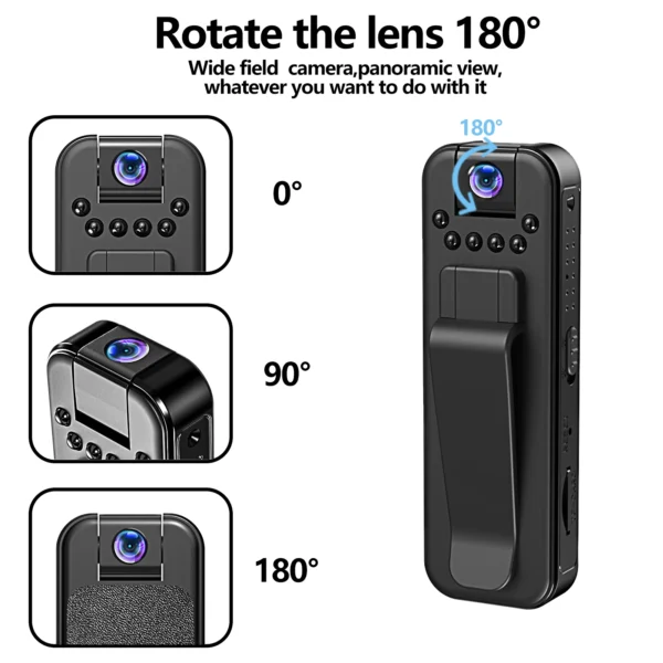 1080P HD Mini Camera WIFI 180° Rotate Video Camcorder with Night Vision Body Mounted Camera for Daily Video Records Home Use